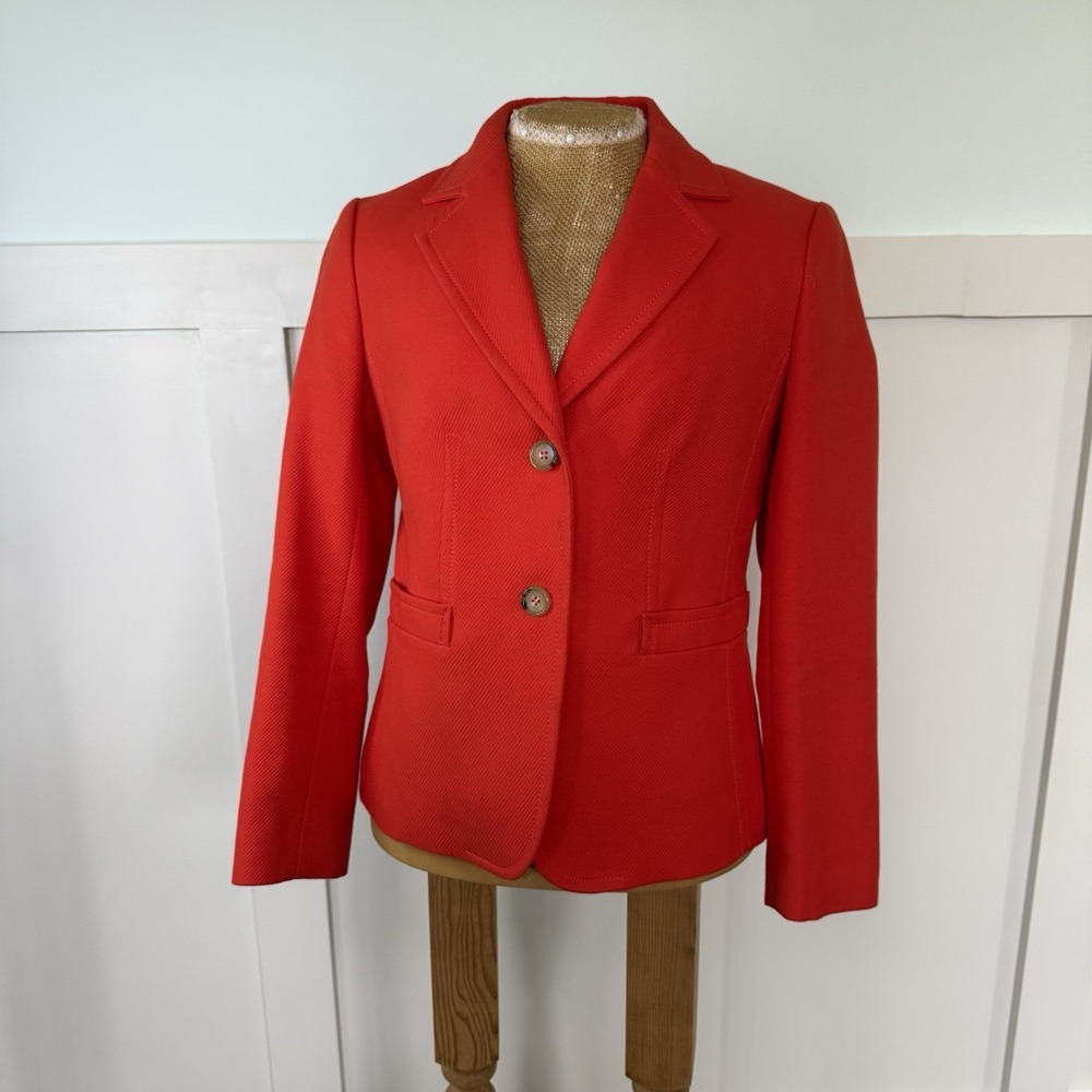 Talbots Blazer 6 PETITE Red Orange Textured Lined Classic Career Preppy Office